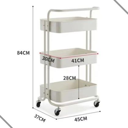 Imagem de Carrinho Organizador Multiuso Com 3 Prateleiras em Aço