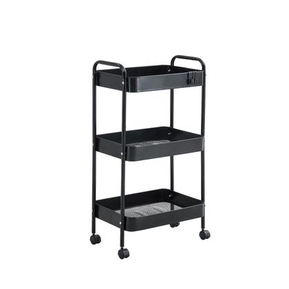 Imagem de Carrinho Organizador Multiuso Gala Prateleiras Rodinha Preto