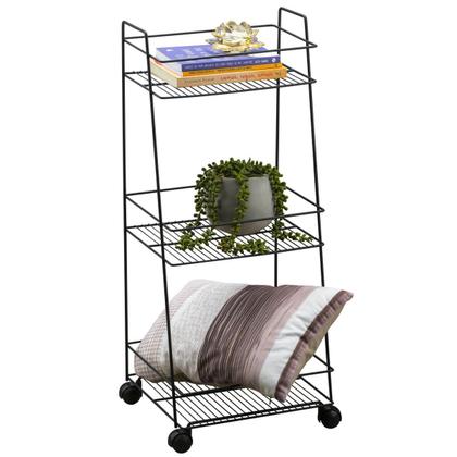 Imagem de Carrinho Organizador Multiuso Guadalupe 3 Andares Metal com Rodinhas Preto Schmitt