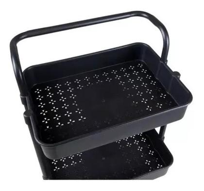 Imagem de Carrinho Organizador Multiuso Laterais Aço - 3 Prateleiras Cor Preto