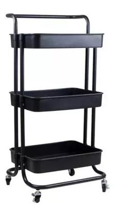 Imagem de Carrinho Organizador Multiuso Laterais Aço - 3 Prateleiras Cor Preto