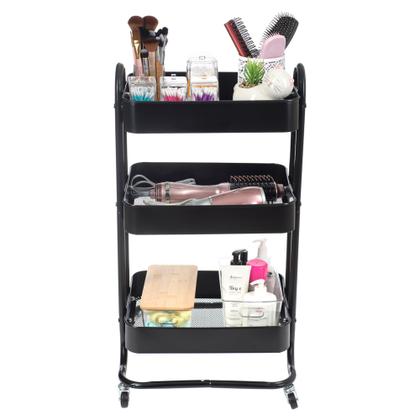 Imagem de Carrinho Organizador Salão 3 Andares Aço Rodinha Portátil