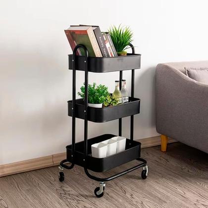 Imagem de Carrinho Organizador Salão 3 Andares Aço Rodinha Portátil