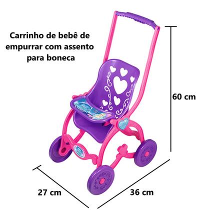 Imagem de Carrinho para Bonecas Rosa Florzinha Princesas Desmontável
