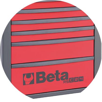 Imagem de Carrinho para Ferramentas 800KG Vermelho 7 Gavetas Tampo de Madeira Fechadura RSC24/7-R Beta