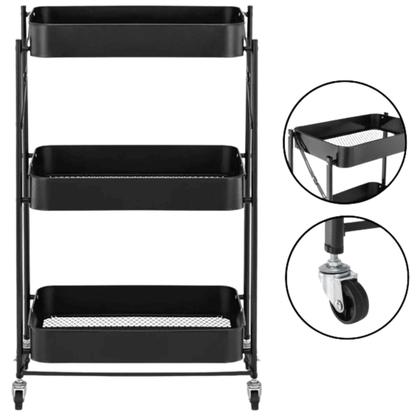 Imagem de Carrinho para Servir em Metal Preto 77cm 15085-PL