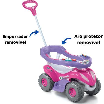 Imagem de Carrinho Passeio Flores Infantil Pedal Motoca Buzina Hastes