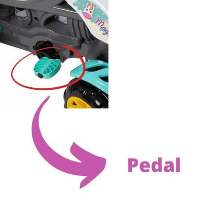 Imagem de Carrinho Passeio Infantil Quadriciclo Unicornio Pedal Haste