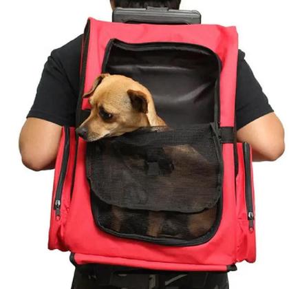 Imagem de Carrinho Passeio Pet Bolsa Rodinhas Caes Gato Mochila Viagem