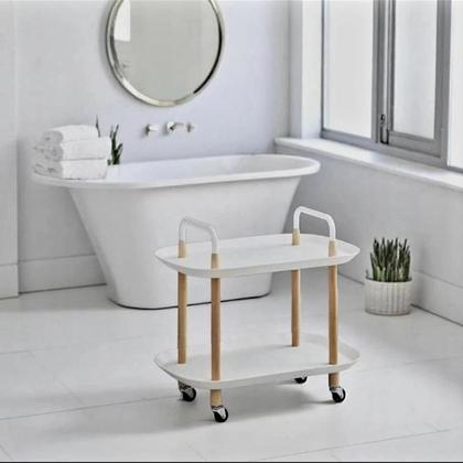 Imagem de Carrinho Prateleiras Estante Sala Rodinhas Organizador Rack Cozinha Casa Suporte Jarro