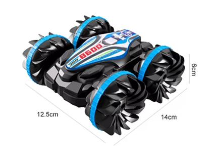 Imagem de Carrinho Preto Azul Com Controle Remoto anda na Terra & Água Com Tração 4x4