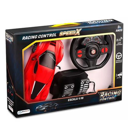 Imagem de Carrinho Racing Control Speed X com Volante e Pedal Vermelho 1:16 BR1142 - Multikids