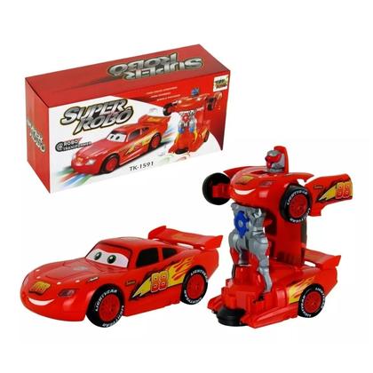 Imagem de Carrinho Relâmpago Mcqueen Carros Transforma Robô Luz Som Cor Vermelho
