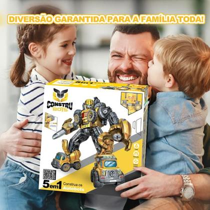 Imagem de Carrinho Robô Transformável 5 em 1 Brinquedo Infantil Monta e Desmonta Luzes, Som, Educativo Mega Compras