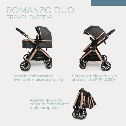 Imagem de Carrinho Romanzo Moisés Bebê Conforto DUO Travel System preto bronze Infanti