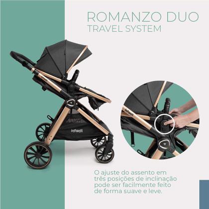 Imagem de Carrinho Romanzo Moisés Bebê Conforto DUO Travel System preto bronze Infanti
