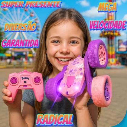 Imagem de Carrinho Rosa Stunt Acrobático RC Em Estoque