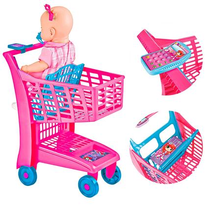 Imagem de Carrinho Super Mercado Super Market Infantil Pink Faz De Conta Magic Toys