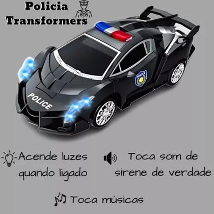 Imagem de Carrinho Super Robô Policia Transformes Com Luzes Som Bate e Volta - Envio Imediato
