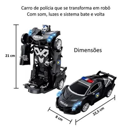 Imagem de Carrinho Super Robô Policia Transformes Com Luzes Som Bate e Volta - Envio Imediato