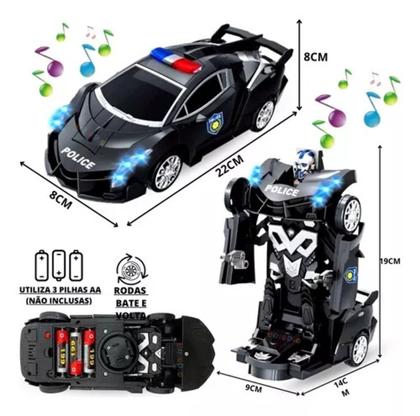 Imagem de Carrinho Super Robô Policia Transformes Com Luzes Som Bate e Volta - Envio Imediato