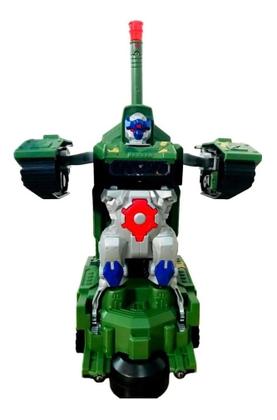 Imagem de Carrinho Transforme Tanque Militar que vira Robô com Luz e Som Bate e Volta