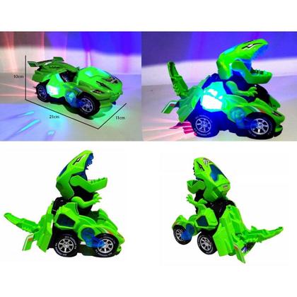 Imagem de Carrinho Transformers Dinossauro Tiranossauro Bate e Volta com Sons Luz Verde