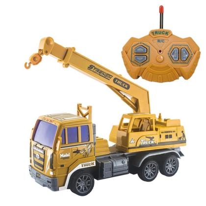 Imagem de Carrinho trator controle remoto  escavadeira de construção com luzes estilo profissional