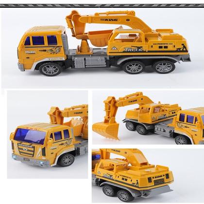 Imagem de Carrinho trator controle remoto  escavadeira de construção com luzes estilo profissional