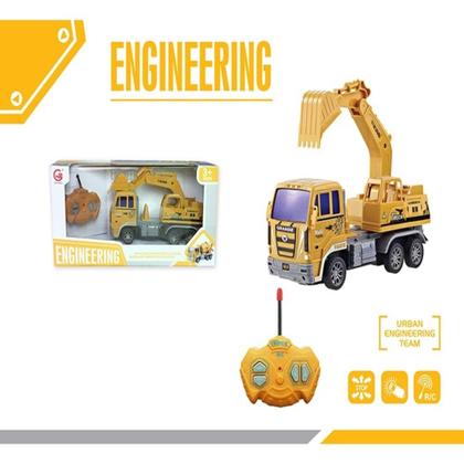 Imagem de Carrinho trator controle remoto  escavadeira de construção com luzes estilo profissional