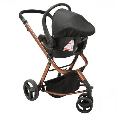 Carrinho Travel System Tessy Preto 3 rodas + Cocoon + Base