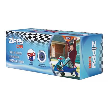Imagem de Carrinho Zippy Car Infantil Gira 360 Rodas LED Cores 100kg Azul Cód. 1946