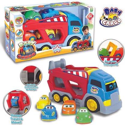 Imagem de Carrinhos 4 e Caminhão 1 Infantil Brincadeira Baby