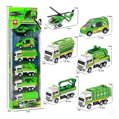 Imagem de Carrinhos Caminhão Lixo Coleta Reciclagem Miniatura 6 und