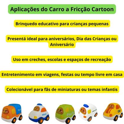 Imagem de Carro Brinquedo Criança Mini Presente Carrinhos Fricção Kit 9 Unidades cartoon car cores diversas