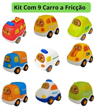 Imagem de Carro Brinquedo Criança Mini Presente Carrinhos Fricção Kit 9 Unidades cartoon car cores diversas
