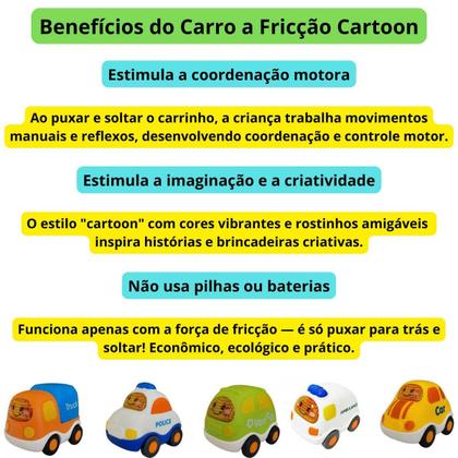 Imagem de Carro Brinquedo Criança Mini Presente Carrinhos Fricção Kit 9 Unidades cartoon car cores diversas