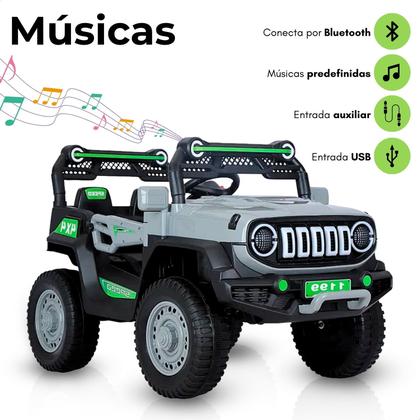 Imagem de Carro Carrinho Elétrico Infantil Passeio Mini Jipe Brinquedo Bateria Recarregável Controle Remoto