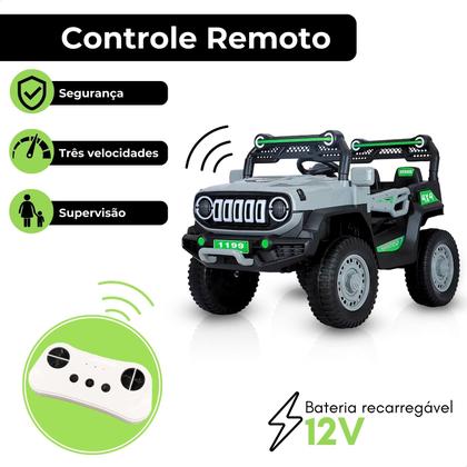 Imagem de Carro Carrinho Elétrico Infantil Passeio Mini Jipe Brinquedo Bateria Recarregável Controle Remoto
