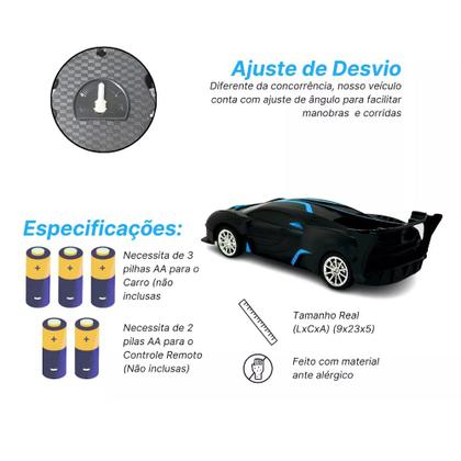 Imagem de Carro de Controle com 5 Funções Super Esportivo Carrinho Infantil com Farol
