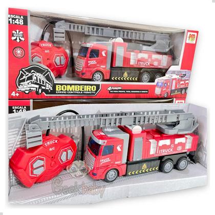 Imagem de Carro De Controle Remoto Carrinho De Bombeiro Com Luz Na Cabine