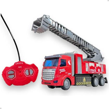 Imagem de Carro De Controle Remoto Carrinho De Bombeiro Com Luz Na Cabine