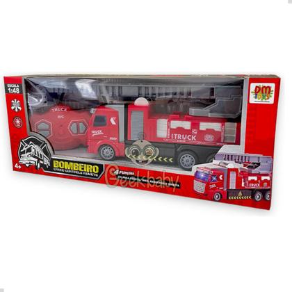 Imagem de Carro De Controle Remoto Carrinho De Bombeiro Com Luz Na Cabine