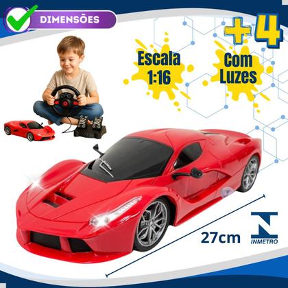 Imagem de Carro De Controle Remoto Carrinho Hot Volante Pedais Sensor Movimento Brinquedo Menino