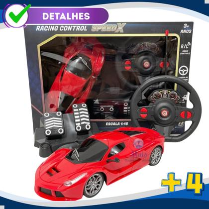 Imagem de Carro De Controle Remoto Carrinho Hot Volante Pedais Sensor Movimento Brinquedo Menino