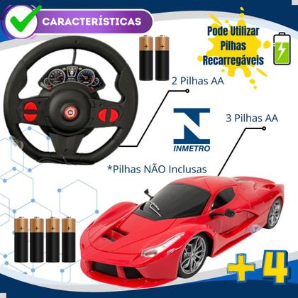 Imagem de Carro De Controle Remoto Carrinho Hot Volante Pedais Sensor Movimento Brinquedo Menino