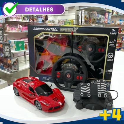 Imagem de Carro De Controle Remoto Carrinho Hot Volante Pedais Sensor Movimento Brinquedo Menino