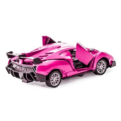Imagem de Carro De Controle Remoto Carrinho Rápido Roxo Rosa Abre As Portas - Dm Toys