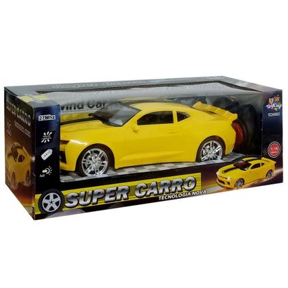 Imagem de Carro de Controle Remoto de Brinquedo Meninos Camaro Amarelo