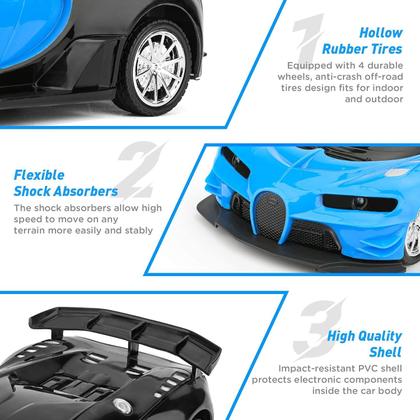 Imagem de Carro de controle remoto para crianças - Corrida de brinquedos remotos elétricos de escala 1/16, com luzes LED Veículo de brinquedo de passatempo recarregável de alta velocidade, presentes de carro RC para crianças de 3 anos 4 5 6 7 8 9 anos meninos